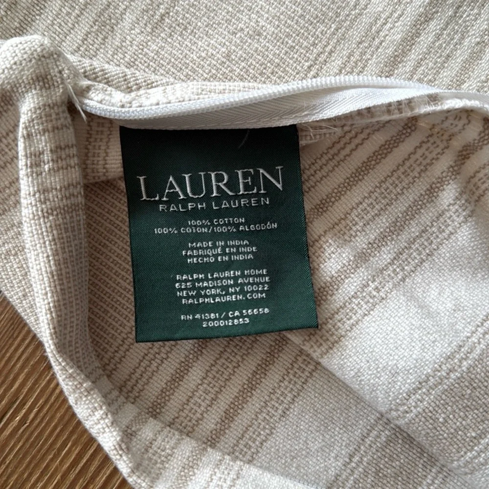 Lauren‎ Ralph Lauren Pillow Cover Striped Cotton Throw Accent Pillow 18x18”